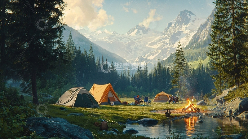 高清大图下载【趣麦麦图】山谷营地风景