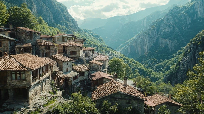 高清大图下载【趣麦麦图】山谷中的古老村庄