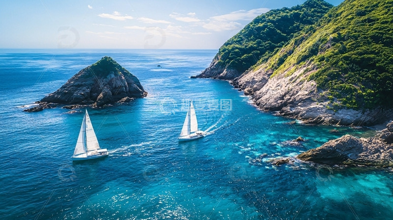 高清大图下载【趣麦麦图】海岛帆船风景