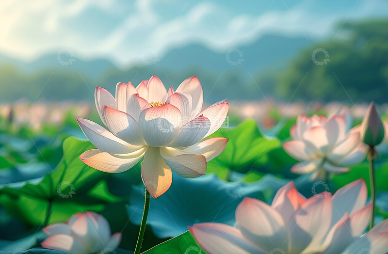 高清大图下载【趣麦麦图】阳光下的荷花池