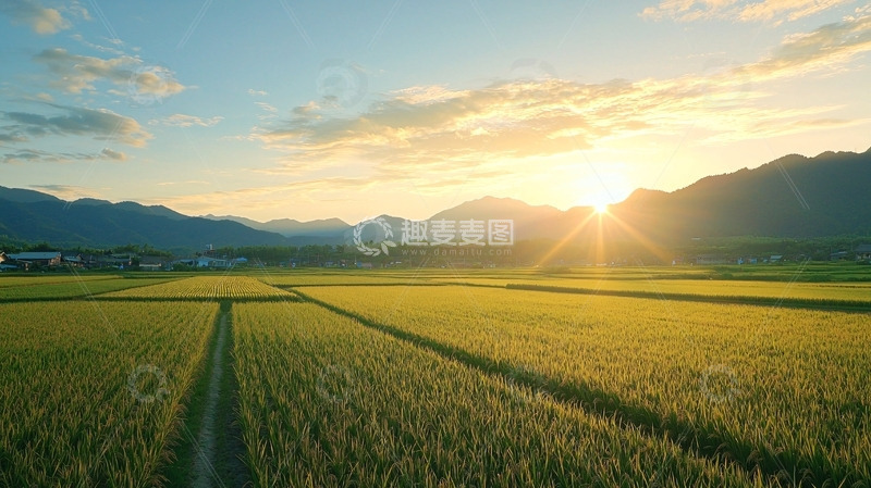 高清大图下载【趣麦麦图】日出田园风光