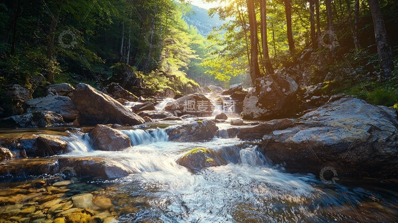 高清大图下载【趣麦麦图】森林溪流