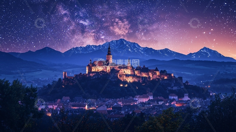 高清大图下载【趣麦麦图】星空下的山城夜景
