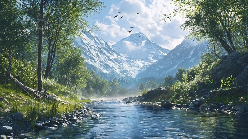 高清大图下载【趣麦麦图】山河壮丽的风景画