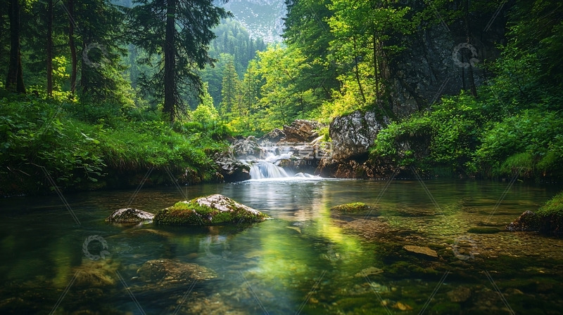 高清大图下载【趣麦麦图】森林溪流