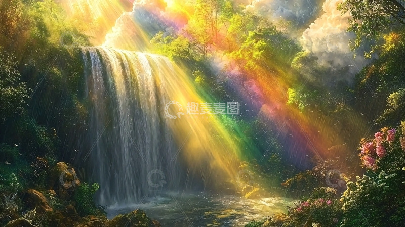 高清大图下载【趣麦麦图】彩虹瀑布