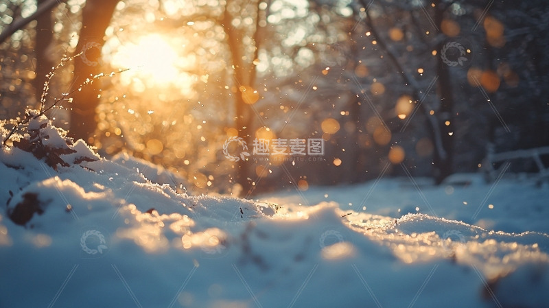 高清大图下载【趣麦麦图】冬日暖阳下的雪地