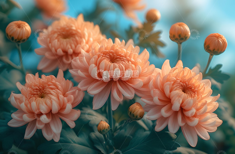 高清大图下载【趣麦麦图】盛开的橙色菊花