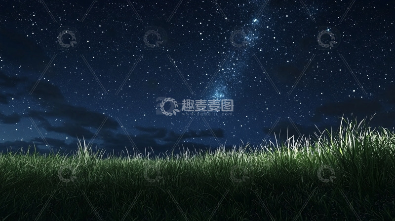 高清大图下载【趣麦麦图】星空下的草原