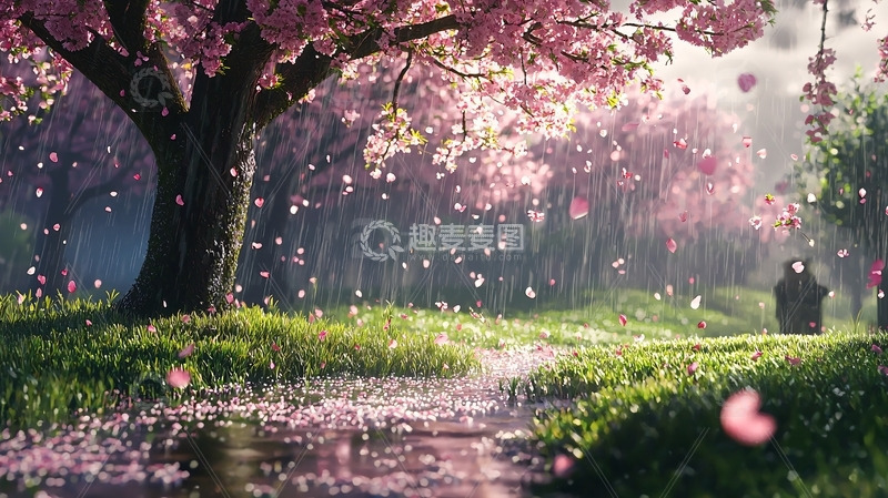 高清大图下载【趣麦麦图】梦幻樱花树林
