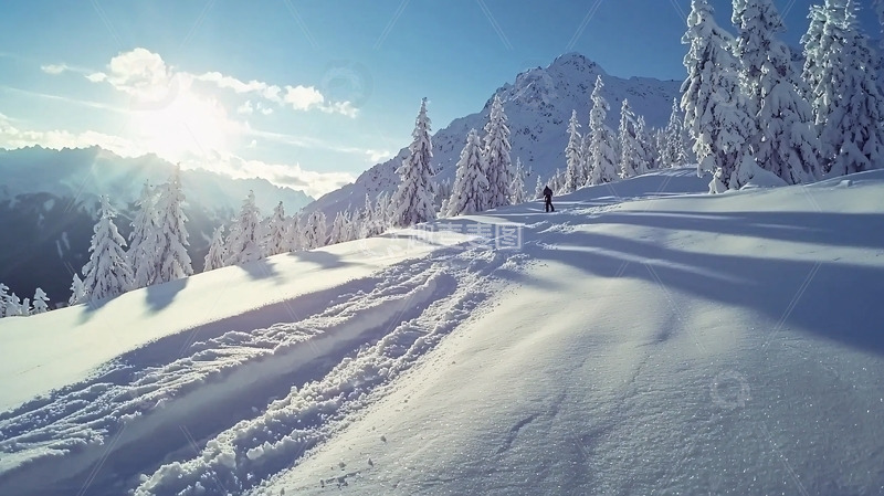 高清大图下载【趣麦麦图】雪山日出1