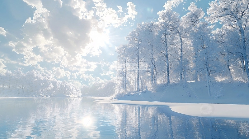 高清大图下载【趣麦麦图】冰雪湖泊景色