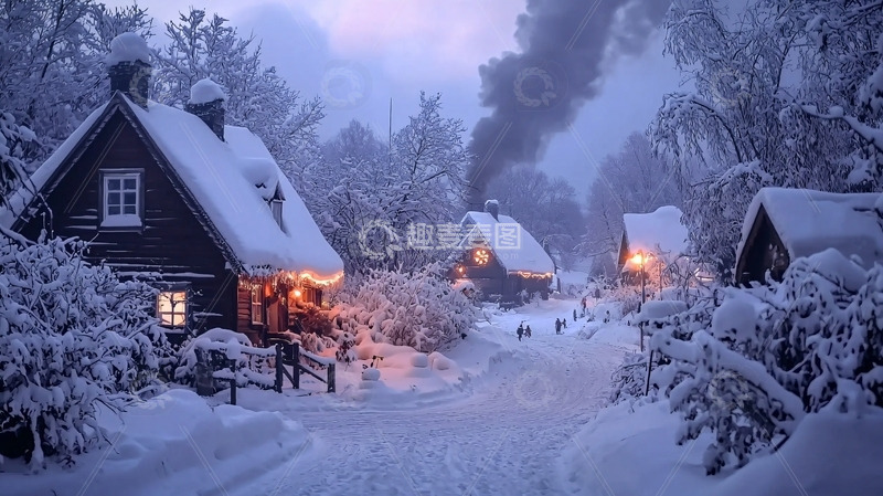 高清大图下载【趣麦麦图】雪景小屋