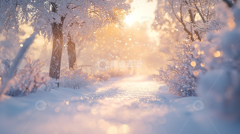 高清大图下载【趣麦麦图】冬日雪景森林小路