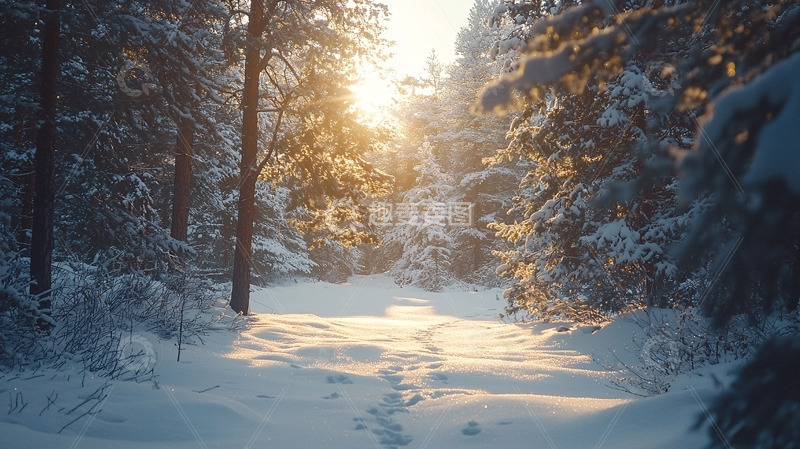 高清大图下载【趣麦麦图】冬日森林雪景