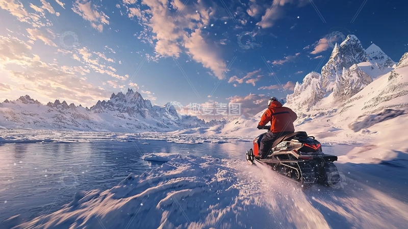 高清大图下载【趣麦麦图】雪地摩托车