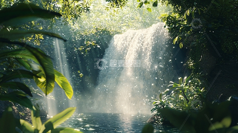 高清大图下载【趣麦麦图】热带雨林瀑布
