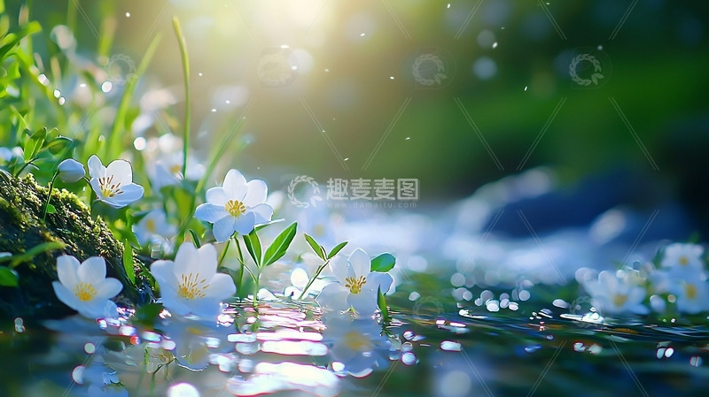 高清大图下载【趣麦麦图】溪边小白花