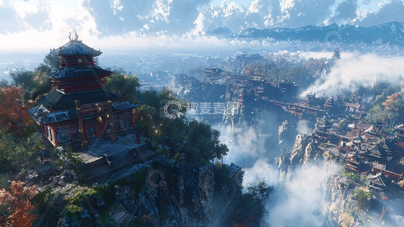 高清大图下载【趣麦麦图】云海仙山古建筑