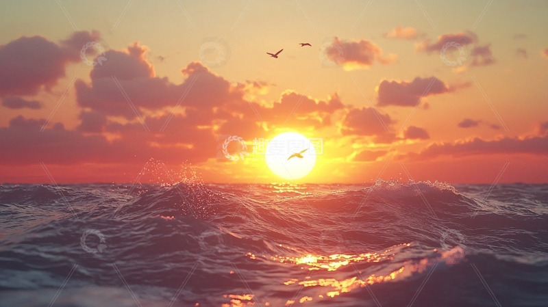 高清大图下载【趣麦麦图】日落海景