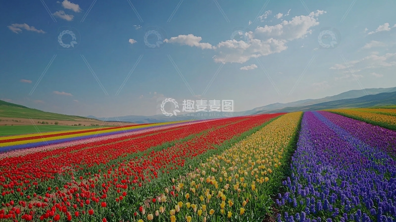 高清大图下载【趣麦麦图】彩色郁金香花田