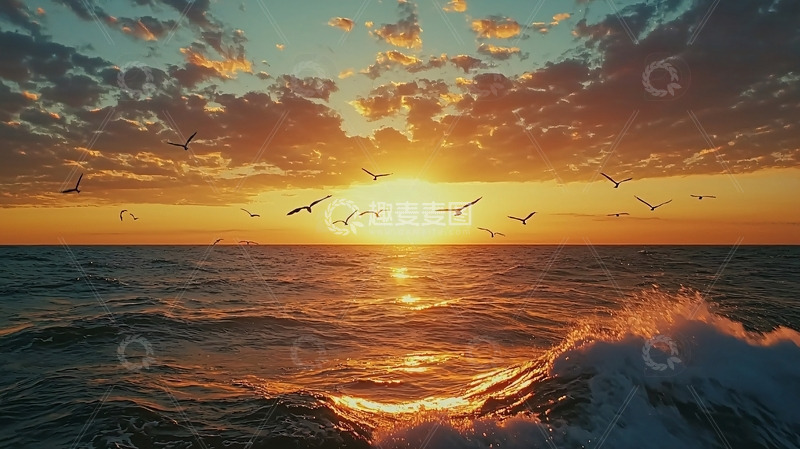 高清大图下载【趣麦麦图】海上日落2