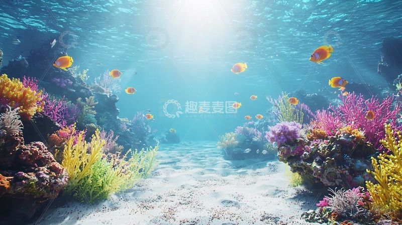 高清大图下载【趣麦麦图】阳光照射下的珊瑚礁