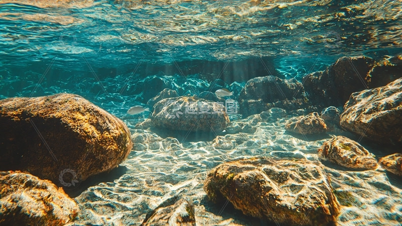 高清大图下载【趣麦麦图】清澈溪流下的岩石