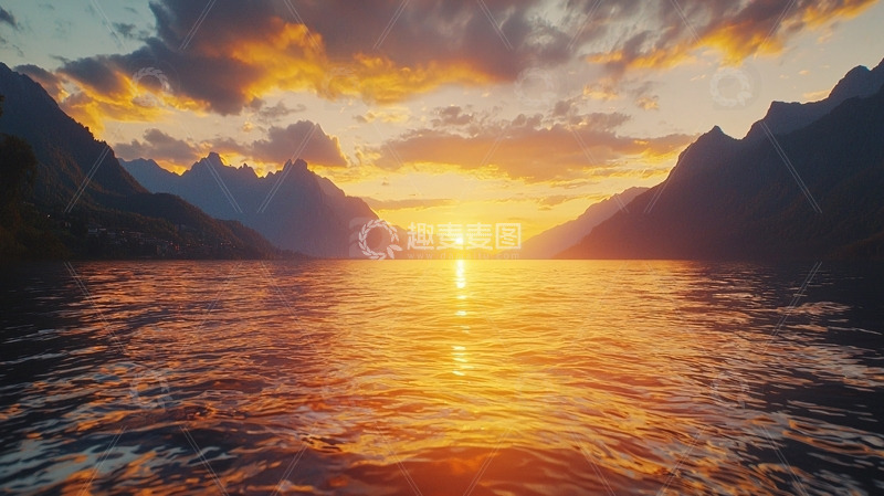高清大图下载【趣麦麦图】峡湾日落