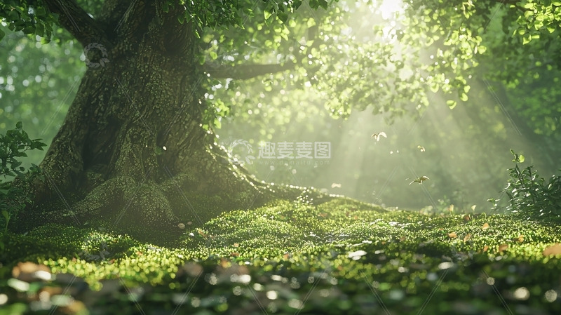 高清大图下载【趣麦麦图】阳光透过树林