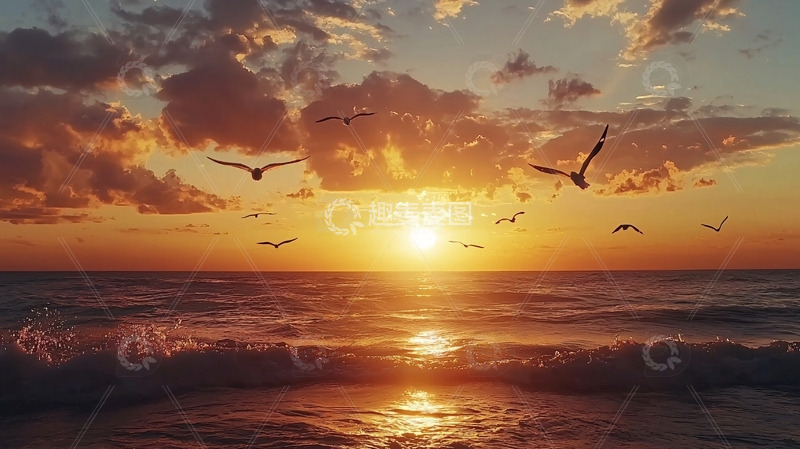高清大图下载【趣麦麦图】日落海景