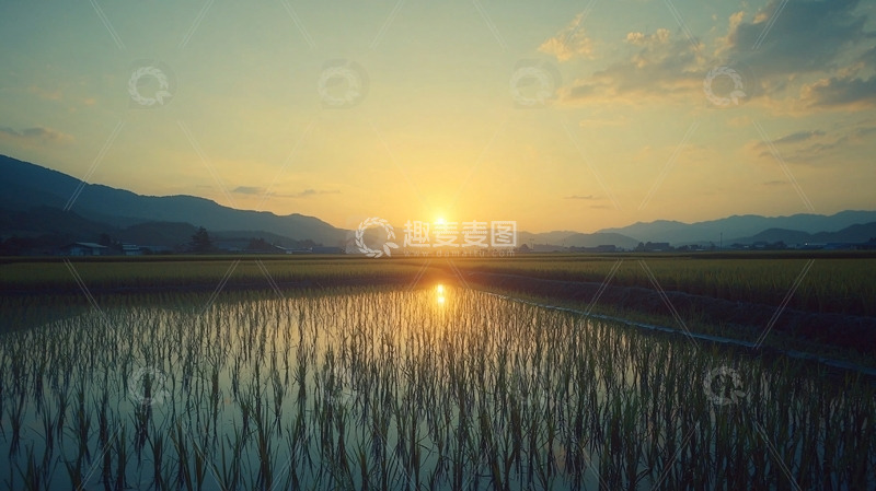 高清大图下载【趣麦麦图】日落田野景色