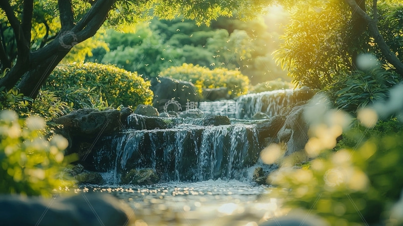 高清大图下载【趣麦麦图】阳光下的瀑布