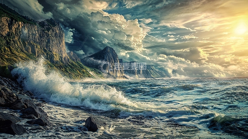 高清大图下载【趣麦麦图】暴风雨下的海岸