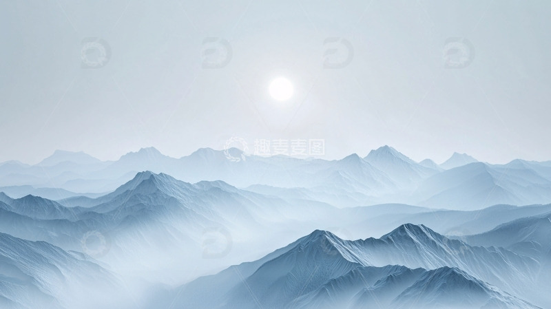 高清大图下载【趣麦麦图】极简主义山脉日出
