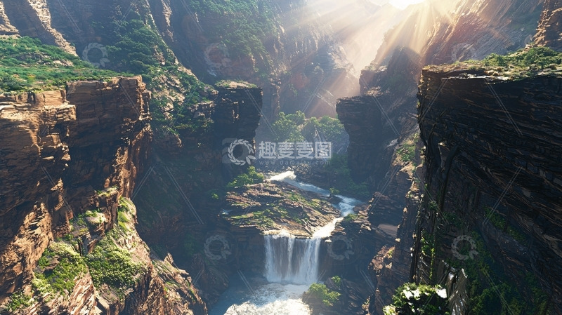 高清大图下载【趣麦麦图】峡谷瀑布高清图片