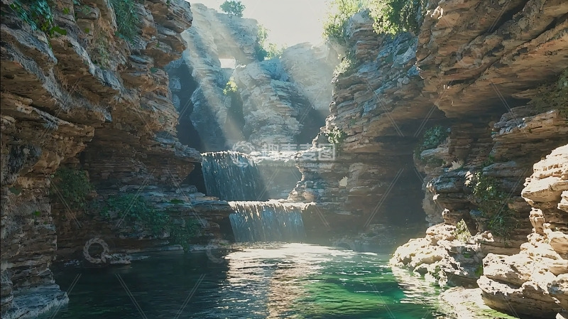 高清大图下载【趣麦麦图】峡谷瀑布流水景观