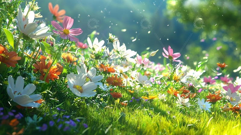 高清大图下载【趣麦麦图】阳光下的彩色花田