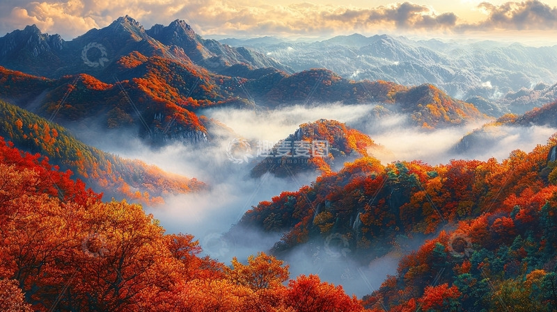 高清大图下载【趣麦麦图】秋日山峦云海