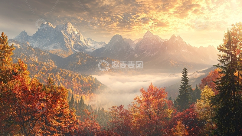 高清大图下载【趣麦麦图】秋日山脉晨曦