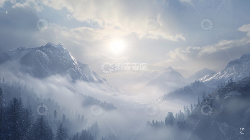 高清大图下载【趣麦麦图】雪山日出3