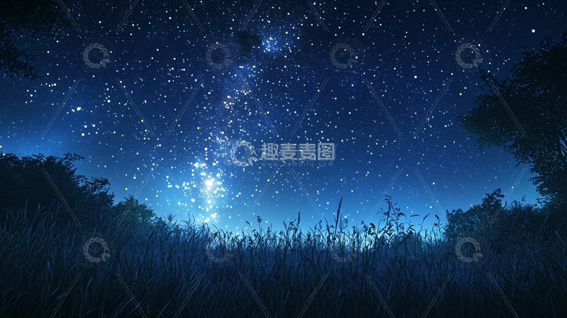 高清大图下载【趣麦麦图】星空下的草地