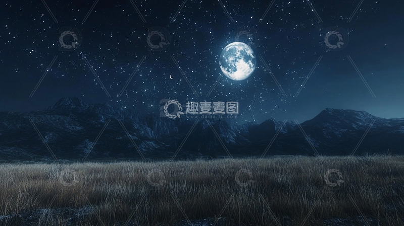 高清大图下载【趣麦麦图】星空下的月夜