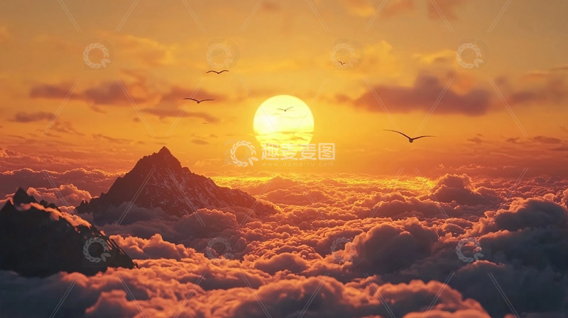 高清大图下载【趣麦麦图】云海日落