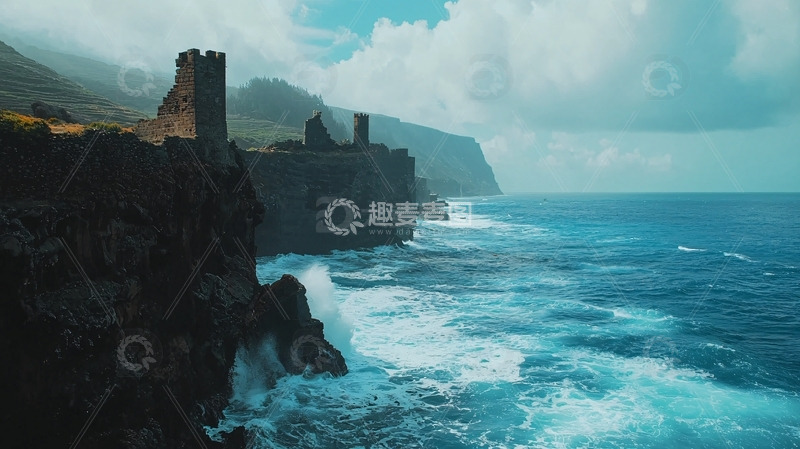 高清大图下载【趣麦麦图】悬崖边上的古老城堡