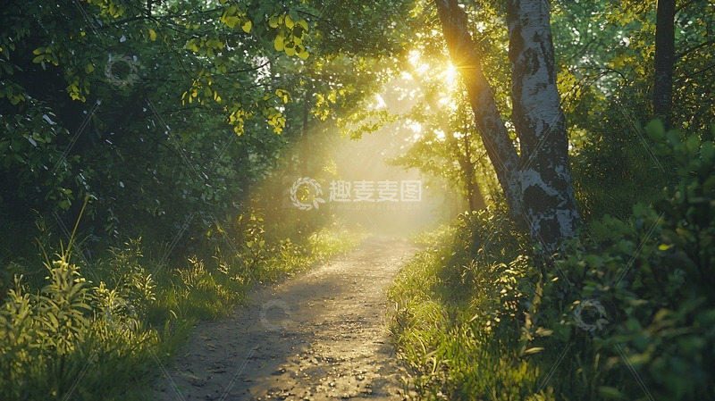 高清大图下载【趣麦麦图】清晨森林小路