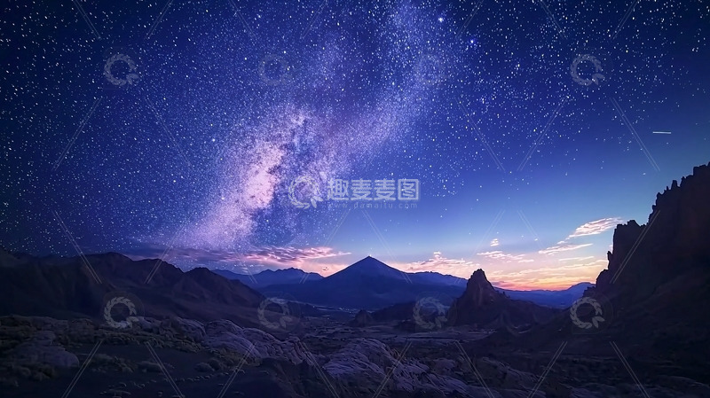 高清大图下载【趣麦麦图】星空下的山脉