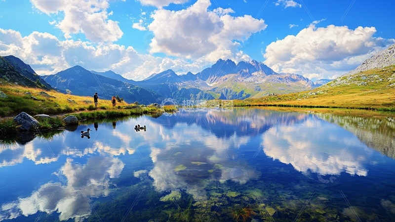 高清大图下载【趣麦麦图】高山湖泊倒影