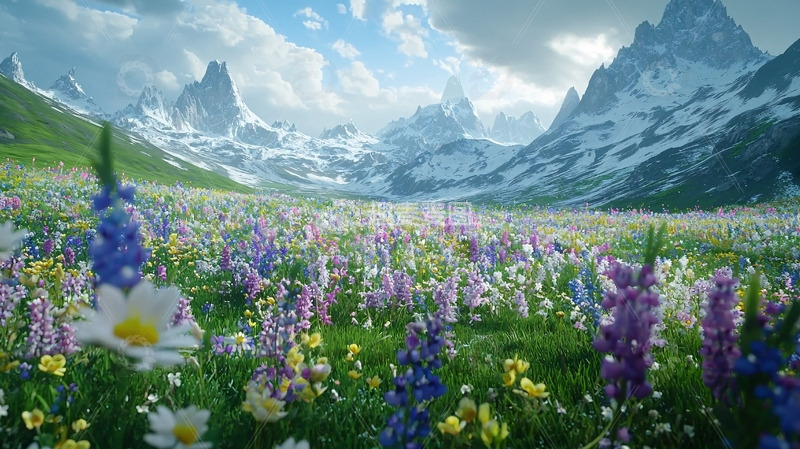 高清大图下载【趣麦麦图】高山花海