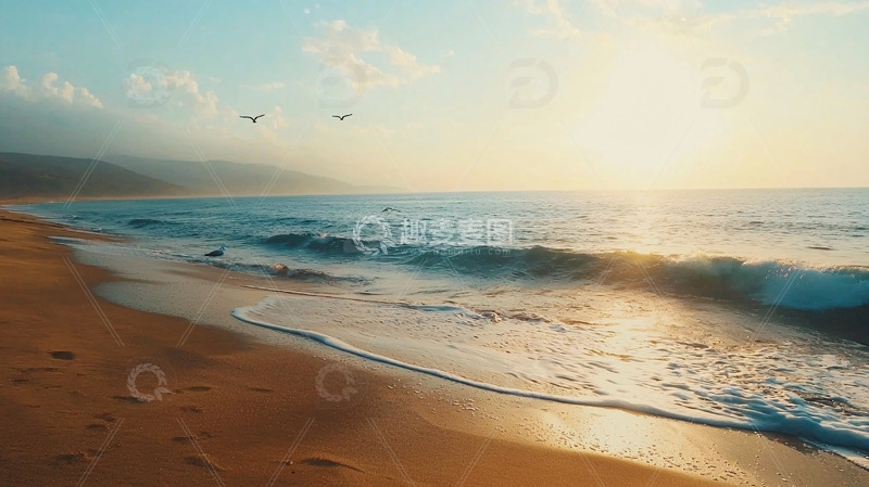高清大图下载【趣麦麦图】海滩日落风景